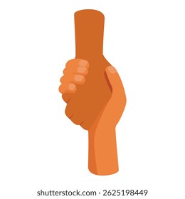 Two hands holding each other tightly, symbolizing support, teamwork, and unity