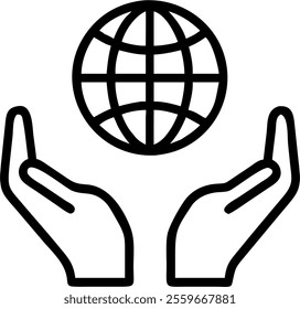 Two hands holding a floating globe isolated on white background concept as A vector image of two hands supporting a globe that hovers above them symbolizing global community and shared responsibility