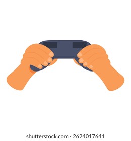 Two hands holding a gamepad controller playing a video game