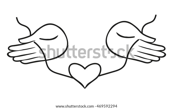 Two Hands Holding Giving Heart Over Royalty Free Stock Image