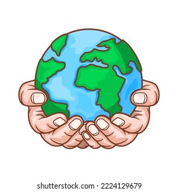 Two hands holding globe earth. World environment day.