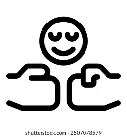 Two hands holding a happy face representing the concept of teamwork and positivity