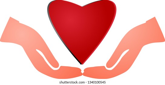 Two hands holding a heart symbol on a white background depicting organ donation