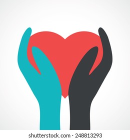 two hands holding heart.vector illustration.