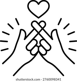 Two hands holding intertwined hearts symbolizing love and connection