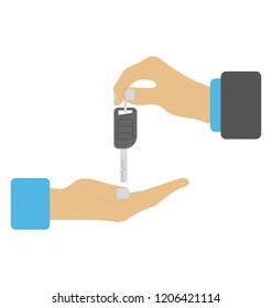
Two hands holding key depicting vehicle ownership 
