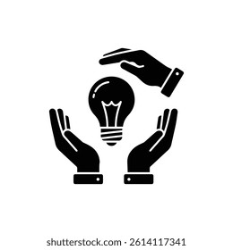 Two Hands Holding a Lightbulb Icon Representing Innovation