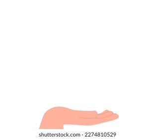 Two Hands holding object. Finger pointing up and down. Handshake. Single main vector illustration on white background. Bright color cartoon for combine.