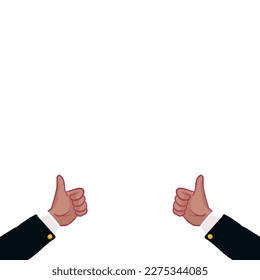 Two Hands holding object. Finger pointing up and down. Handshake. Single main vector illustration on white background. Bright color cartoon for combine.
