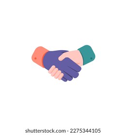 Two Hands holding object. Finger pointing up and down. Handshake. Single main vector illustration on white background. Bright color cartoon for combine.