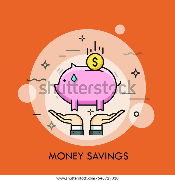 Two Hands Holding Piggy Bank Dollar Stock Vector Royalty Free