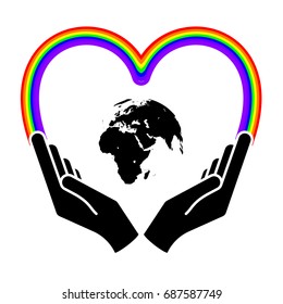 Two hands holding planet earth Environmental icon vector