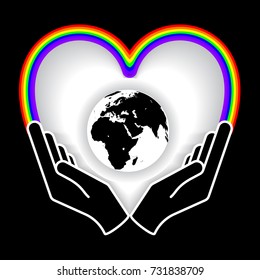 Two hands holding planet earth Environmental icon vector