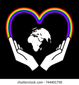 Two hands holding planet earth Environmental icon vector