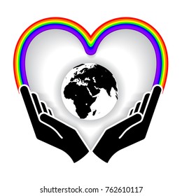 Two hands holding planet earth Environmental icon vector