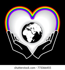 Two hands holding planet earth Environmental icon vector