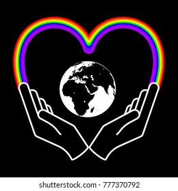 Two hands holding planet earth Environmental icon vector