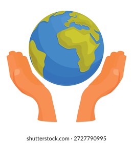 Dos manos sosteniendo y protegiendo el planeta tierra, simbolizando la protección y conservación del medio ambiente