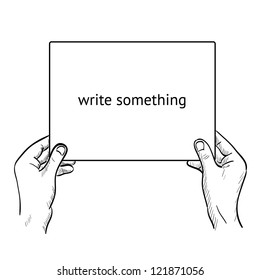 Two hands holding a sign