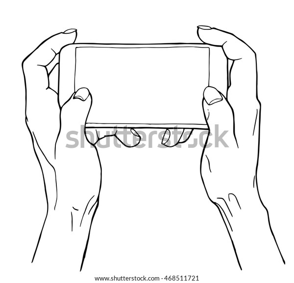 Two Hands Holding Smart Phone Phone Stock Vector (Royalty Free) 468511721