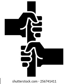 Two hands holding stanchion icon