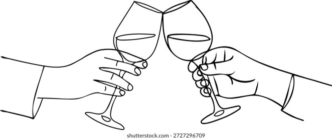 Dos manos sosteniendo copas de vino tintineando brindis de celebración