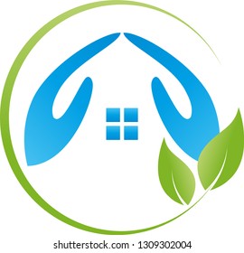 Two Hands House Leaves Logo Stock Vector (Royalty Free) 1309302004 ...