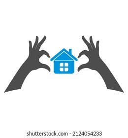 Two hands with house property vector design