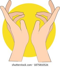Two hands, illustration, vector on white background