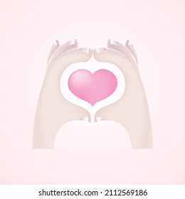 Two hands intertwined to form a heart, can be used on Valentine's Day