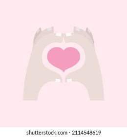 Two hands intertwined to form a heart, drawn in vector style, can be used on Valentine's Day or on greeting cards
