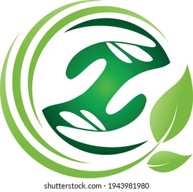 Two hands and leaves, massage and physiotherapy logo 