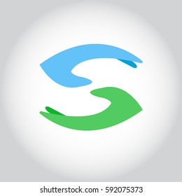 Two hands letter s abstract logo