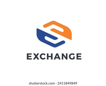 Dos manos y la letra S. Diseño moderno y creativo del logo del espacio. Logotipo vectorial.
