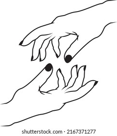 Two Hands Line Art Help Support Stock Vector (Royalty Free) 2167371277 ...