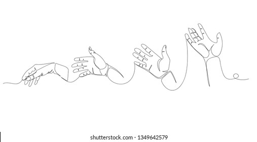 two hands. line drawing. one line. infinite line