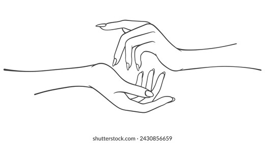 Two hands. line drawing. one line.line art. Vector art