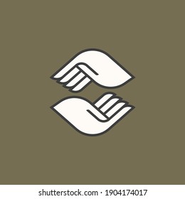 Two hands linear icon. Vector pictogram.