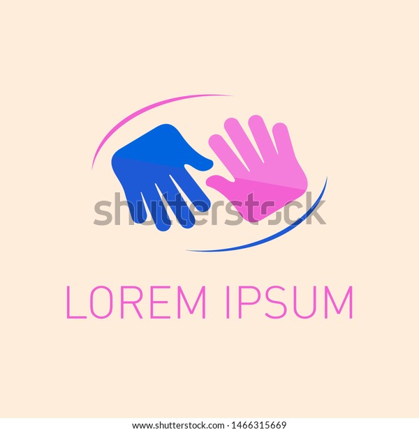 Two Hands Logo Design Concept Flat Stock Vector (Royalty Free ...