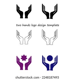 two hands logo design template. symbol, icon two outstretched palms.