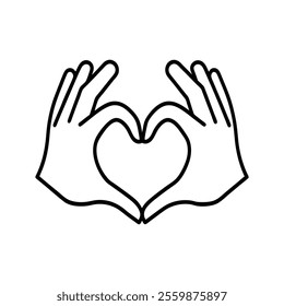 Two Hands Love Icons - Heart Symbol of Unity and Care in Vector Style