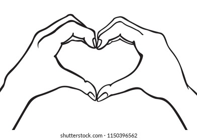 Two Hands Making Heart Sign Love Stock Vector (Royalty Free) 360449846