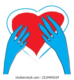 Two hands making a heart sign. Love, romantic relationship concept. Isolated vector illustration flat style.