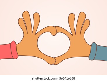 Two hands making heart sign. Love, romantic concept. Valentine day