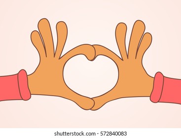 Two hands making heart sign. Love, romantic concept. Valentine day.