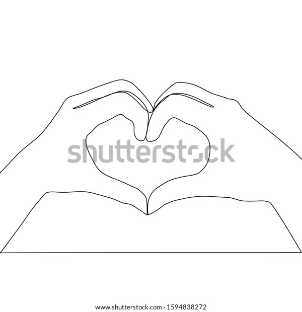 Two Hands Making Heart Sign Continuous Stock Vector Royalty Free 1594838272