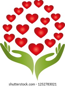 Two hands and many hearts logo
