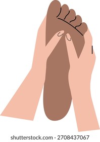 dos manos masajeando el pie, masaje de pies, sesión de reflexología Ilustración de SPA y concepto de bienestar. Para tratamientos de belleza y cuidados personales.
No.