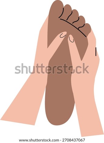 two hands massaging foot, foot massage, reflexology sessionIllustration of SPA and wellness concept. For beauty treatment and self-care.
.