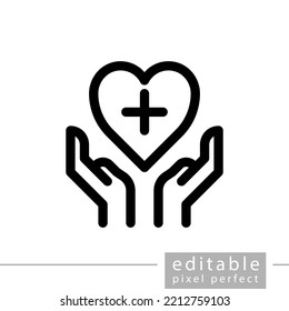 Two Hands, Medical Care, Editable, Pixel Perfect Icon